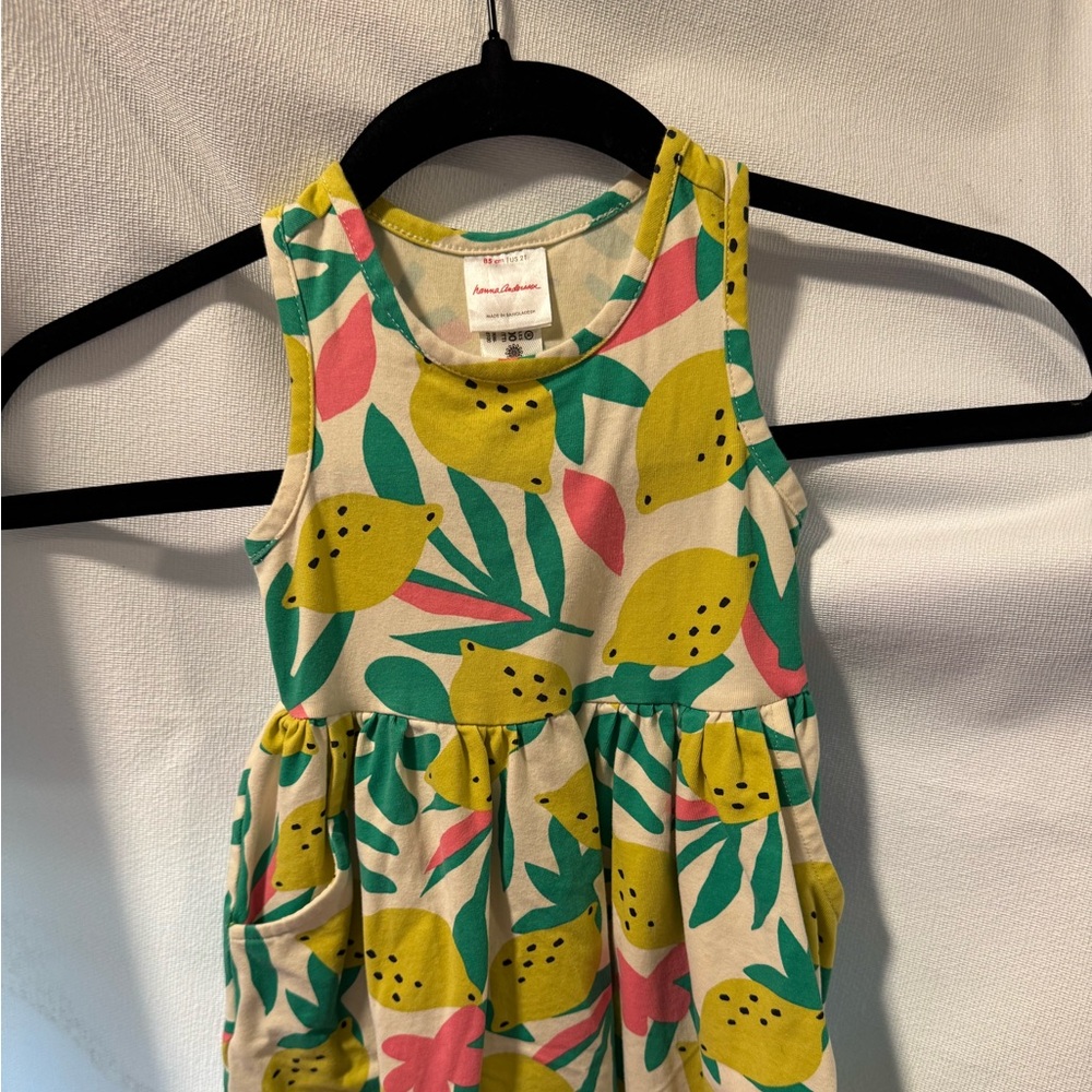 Hanna Andersson Lemon Print Kids Dress - Yellow and Green